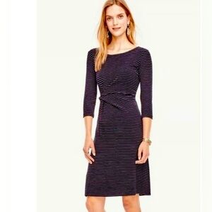 ANN TAYLOR Pinstripe Ponte Twist Dress